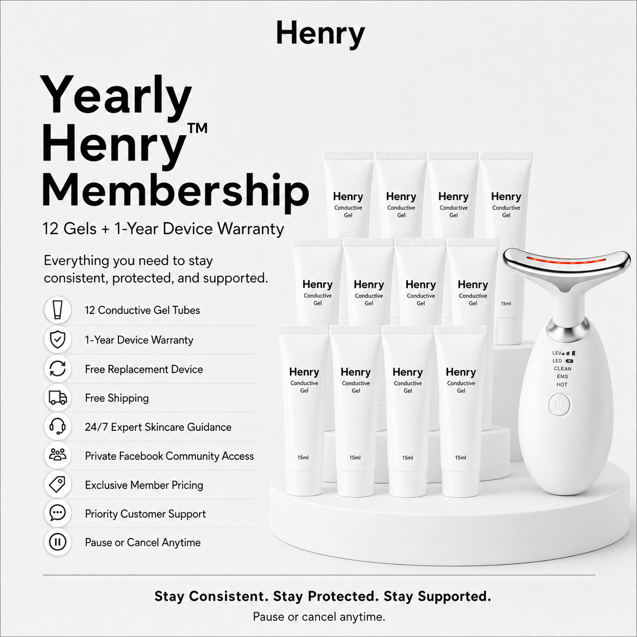 Yearly Henry™ Membership (12 Gels + 1-Year Device Warranty)