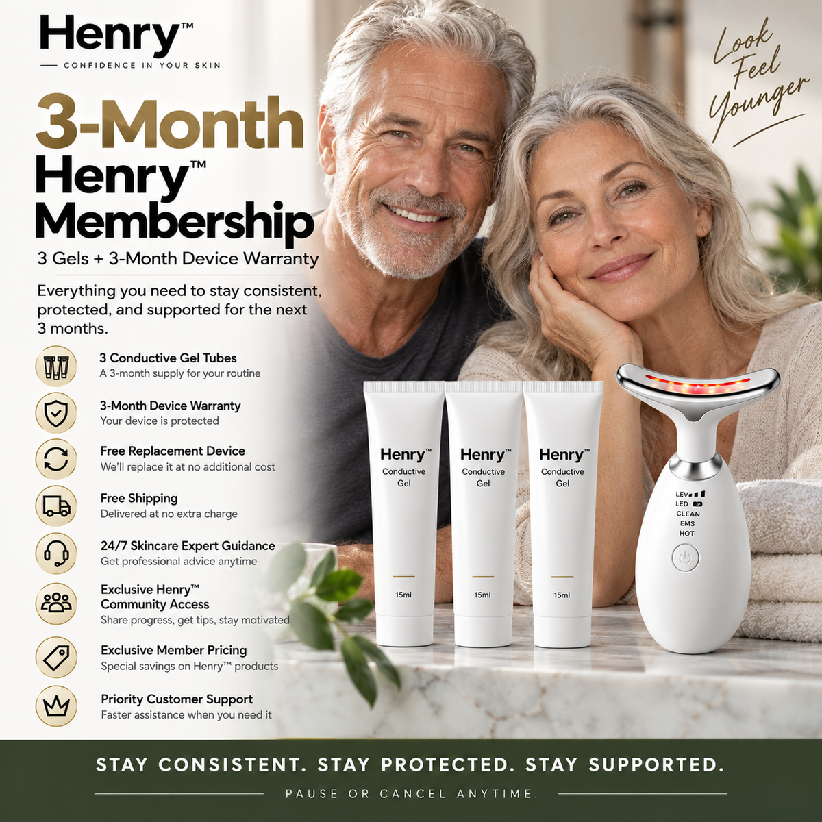 3-Month Henry™ Membership (3 Gels + 3-Month Device Warranty + Henry™ Community Access